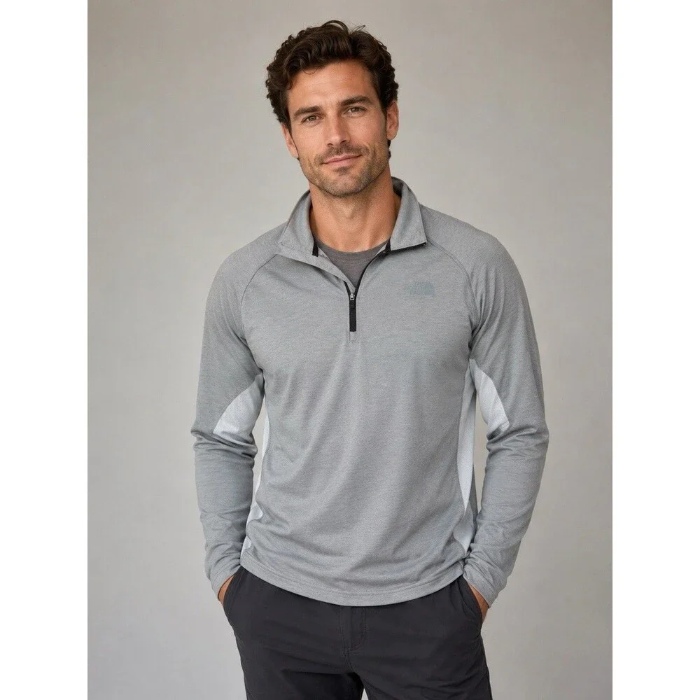 The North Face Men’s Essential Lightweight Athletic Pullover Jacket Med Gray